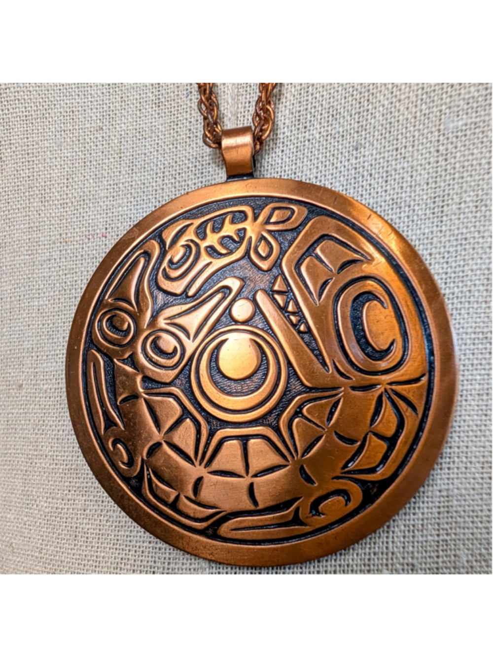 Vintage Bell Trading Post Solid Copper Northwest Whale Salmon Pendant Necklace